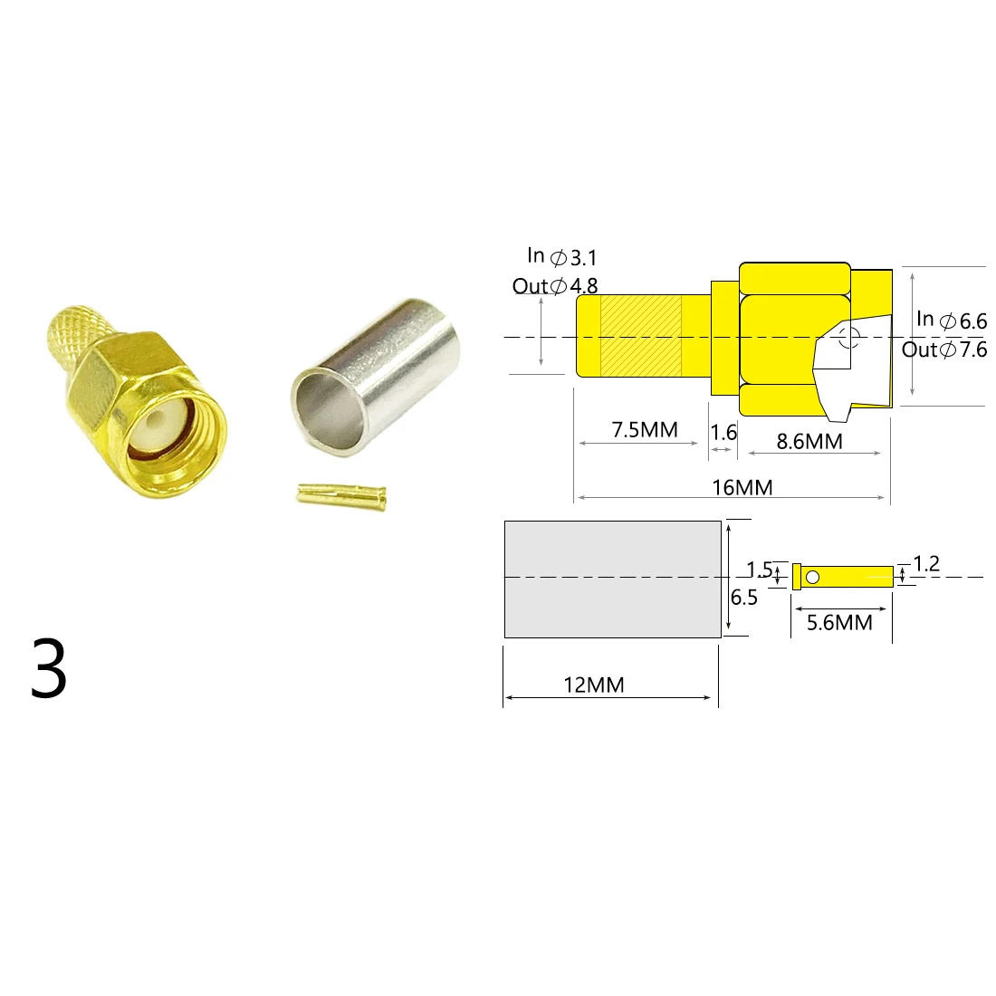 Рисунок 4 - SMA штекер/гнездо Разъем RF коаксиальный