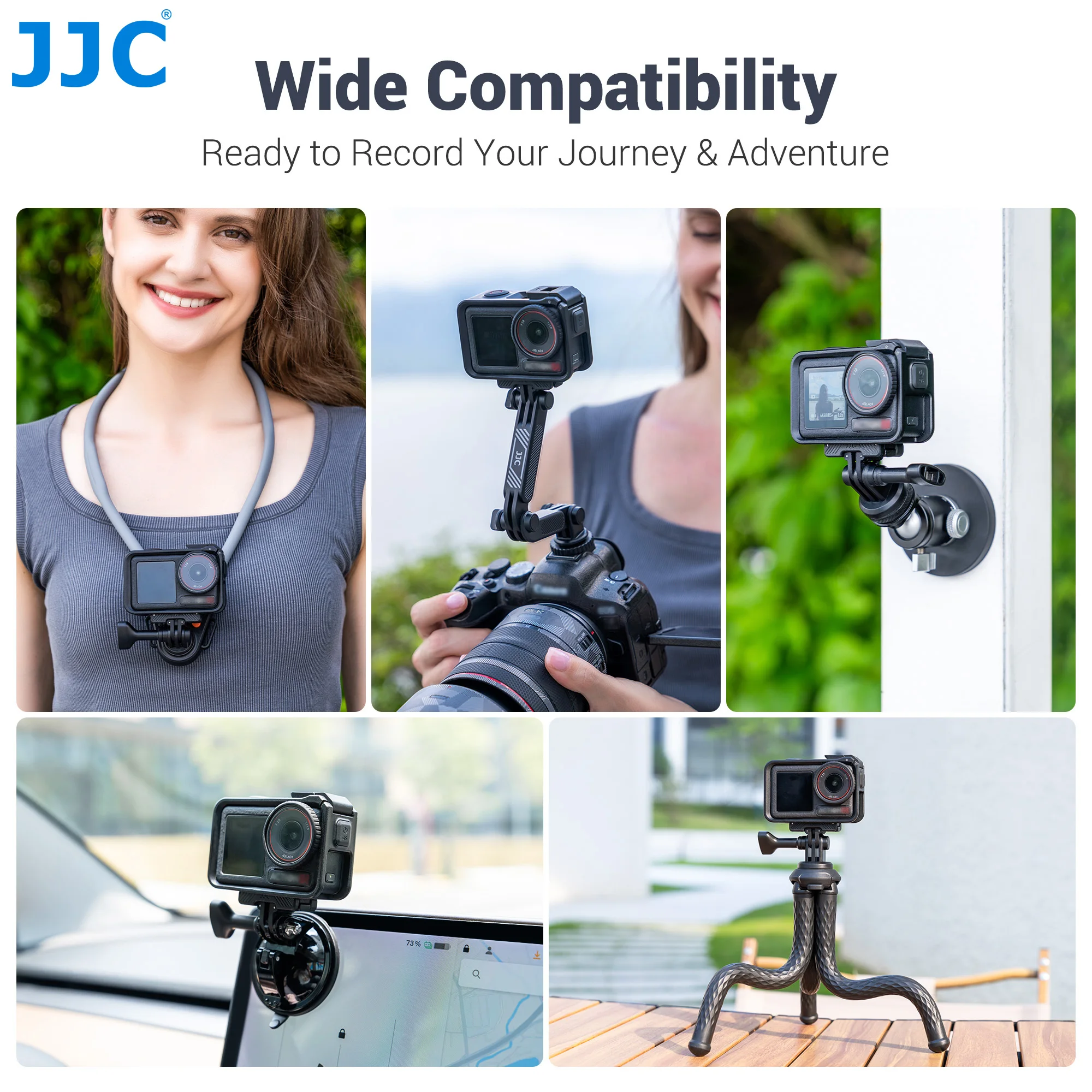 JJC 경량 마그네틱 퀵 릴리즈 어댑터 베이스 DJI 오즈모 360 액션 5 Pro 4 3 접이식 퀵 릴리즈 투 클로 마운트 베이스