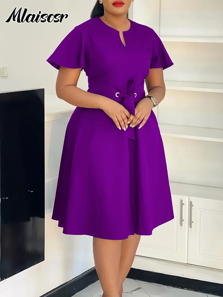 Mlaiscsr فساتين متوسطة الحجم للسيدات برقبة على شكل...