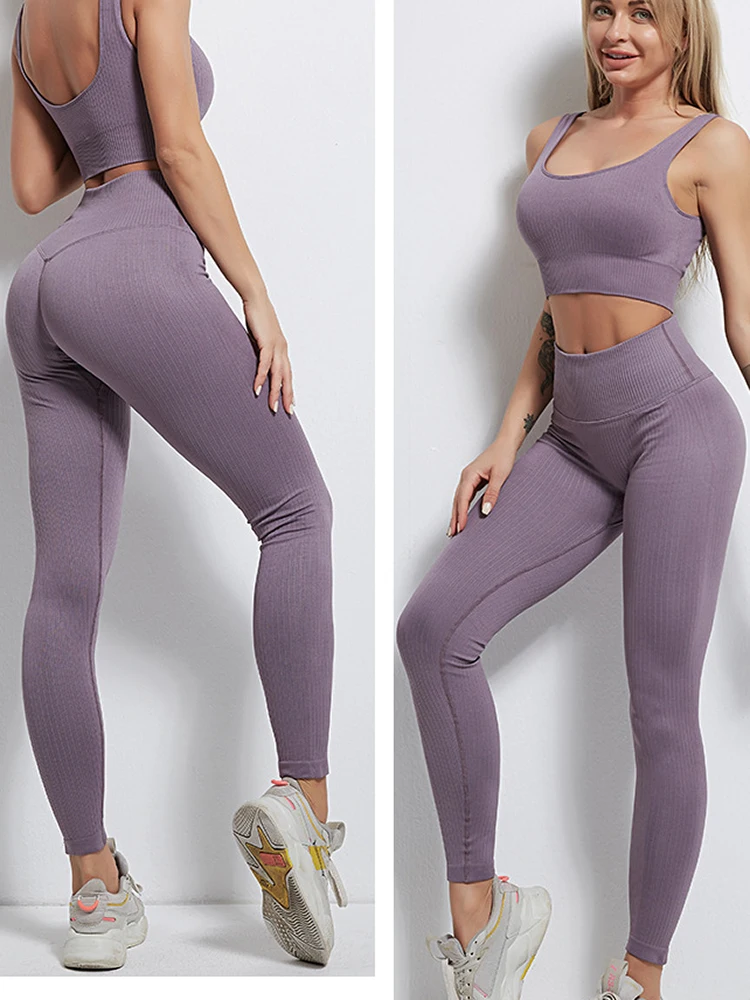 Leggings de comprimento sem costura calçadas de yoga emperrar para cima  legging mulheres espólio treino leggin ginásio s