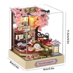 Wooden Miniature Dollhouse 3D Puzzle Kit with Furniture and Lighting (QT - 165 with cover)