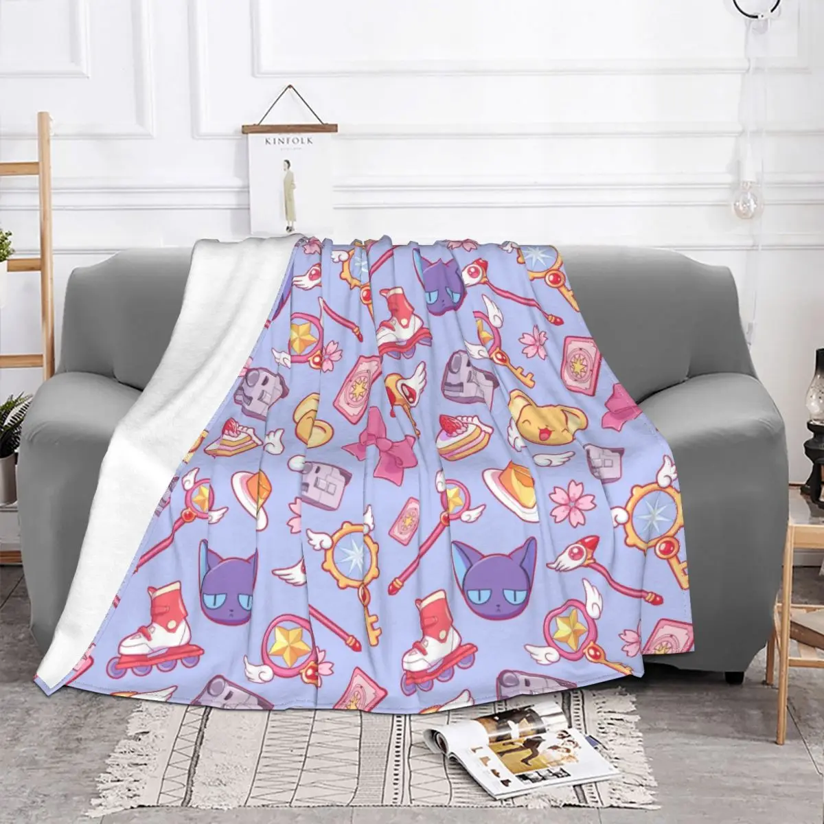 Cardcaptor Sakura Blankets Flannel Anime Cute Keroberos Japan Manga Super Warm Throw Blanket for Bedroom Sofa Bed Rug