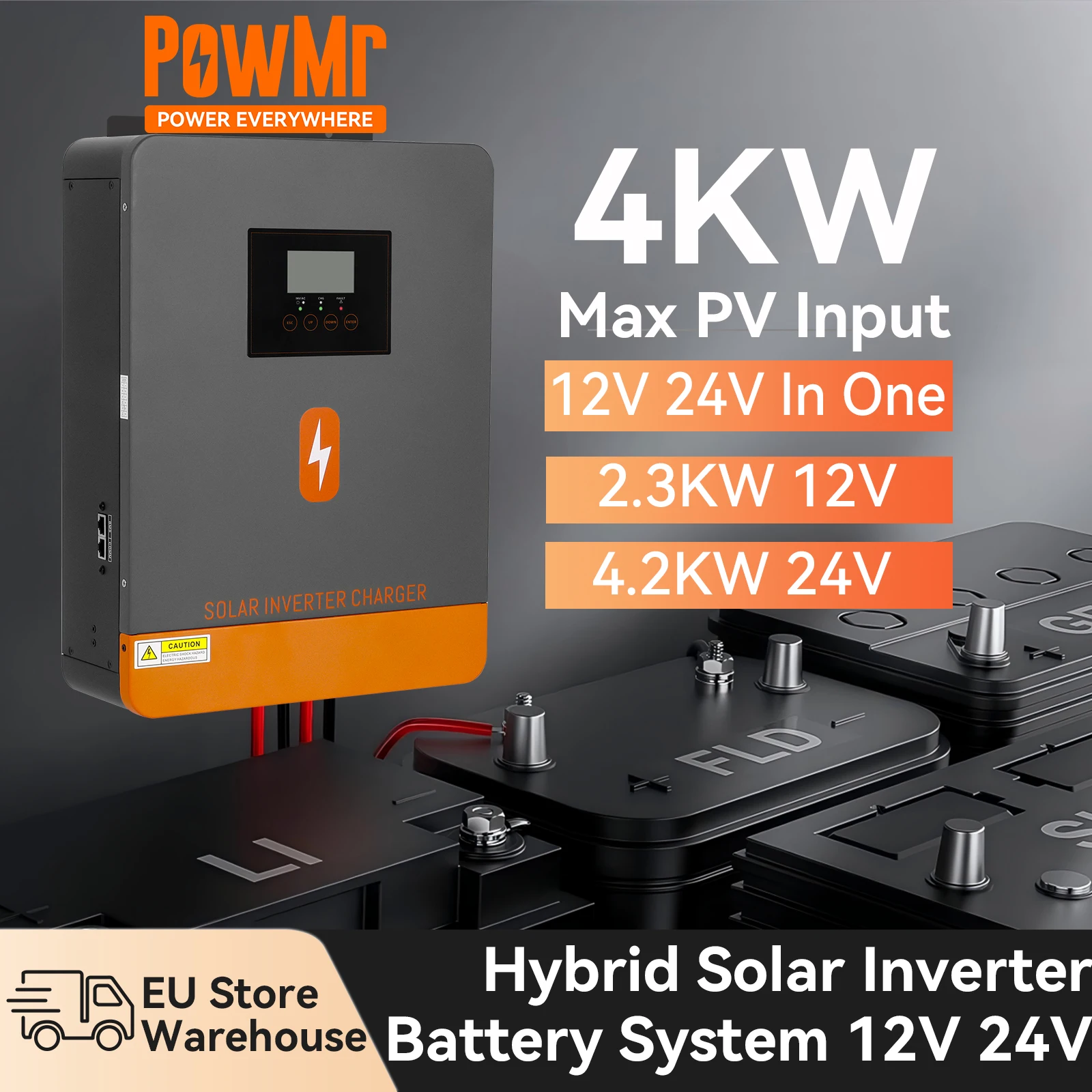 PowMr 12V 24V In One Solar Inverter Hybrid MPPT 100A 2.3KW 4.2KW Off ...