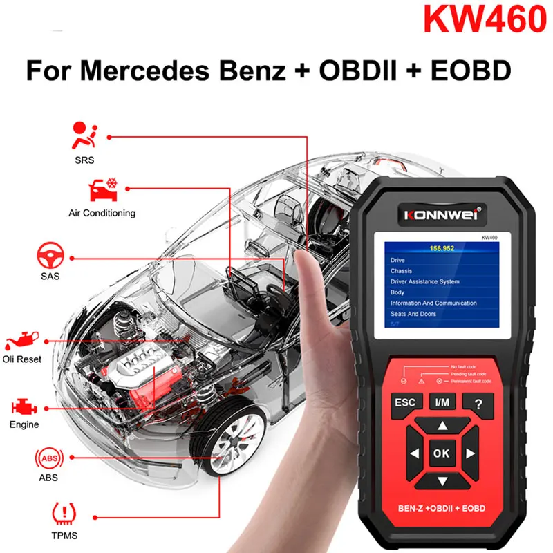 KONNWEI KW460 Strumento Diagnostico Auto OBD2 per Tutti i Sistemi, Lettore Codici con Reset ABS, Airbag, Olio, EPB, DPF, SRS, TPMS, Scanner ODB2 - Image 5