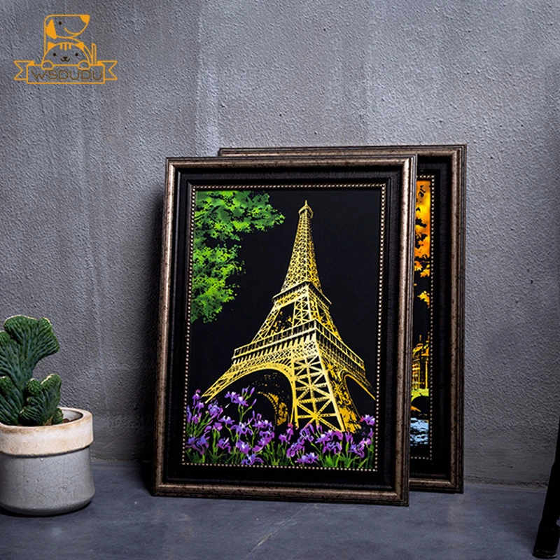 2PCS Scratch Paper Magic Painting Kit Art Night Scene World Landmarks Animals Drawing Toys with Pen Crafts Card Game Adult Gifts 5