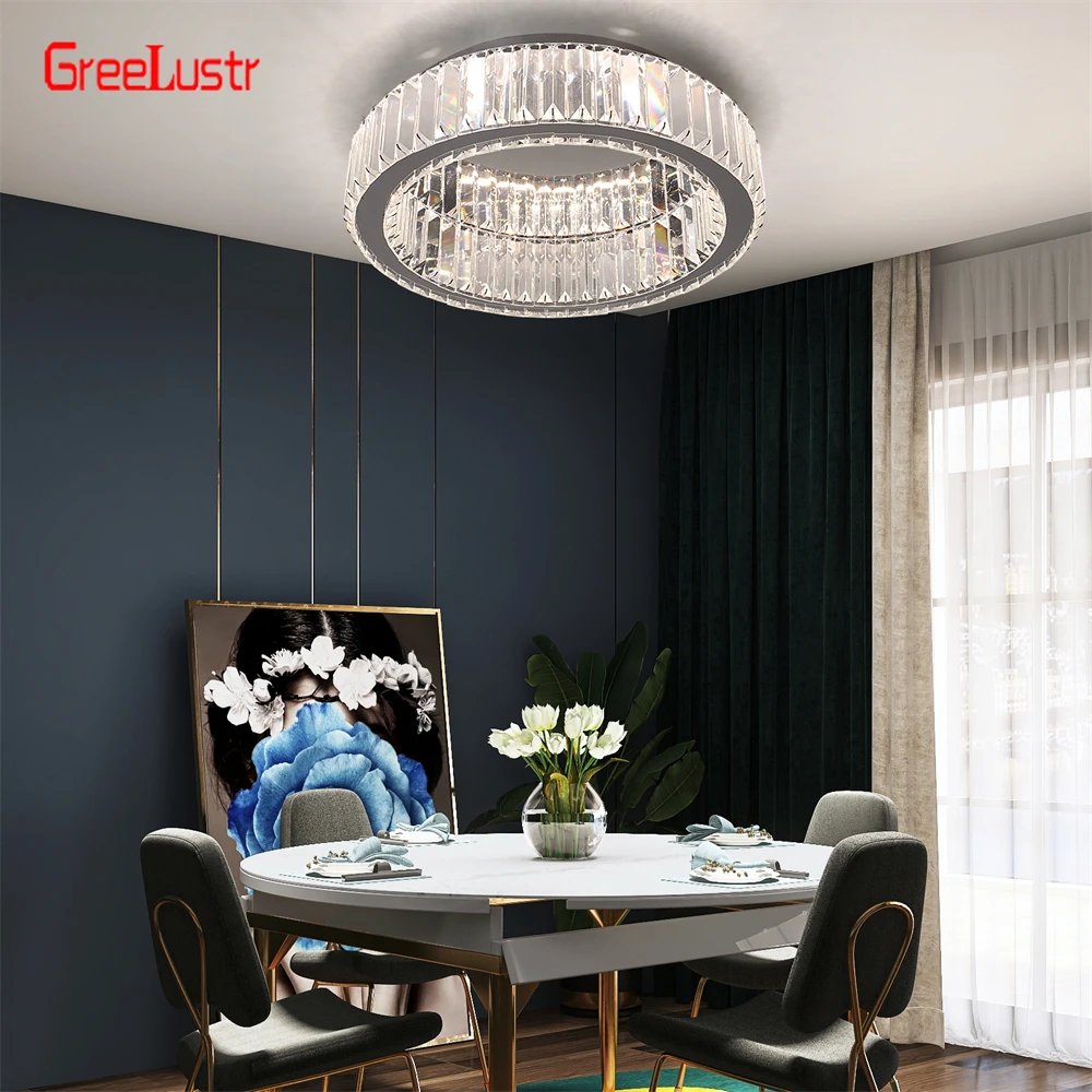 Modern Big Crystal Round Led Chandelier Dimmable Ceiling Light Fixture with  Remote for Foyer Hall Bedroom Indoor Lights Lustres - AliExpress, image size:1000x1000