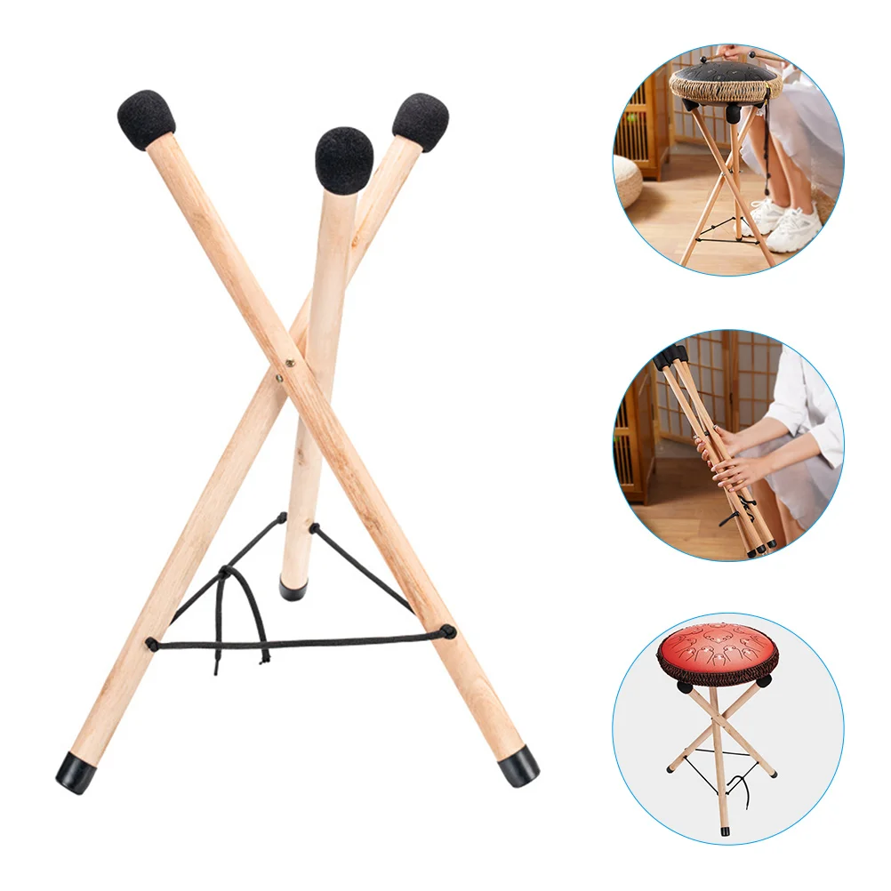 

Stable Wooden Multi-functional Tripod Performance Foldable Tongue Drum Stand Wooden Tongue Drum Floor Holder Hand pan Tom