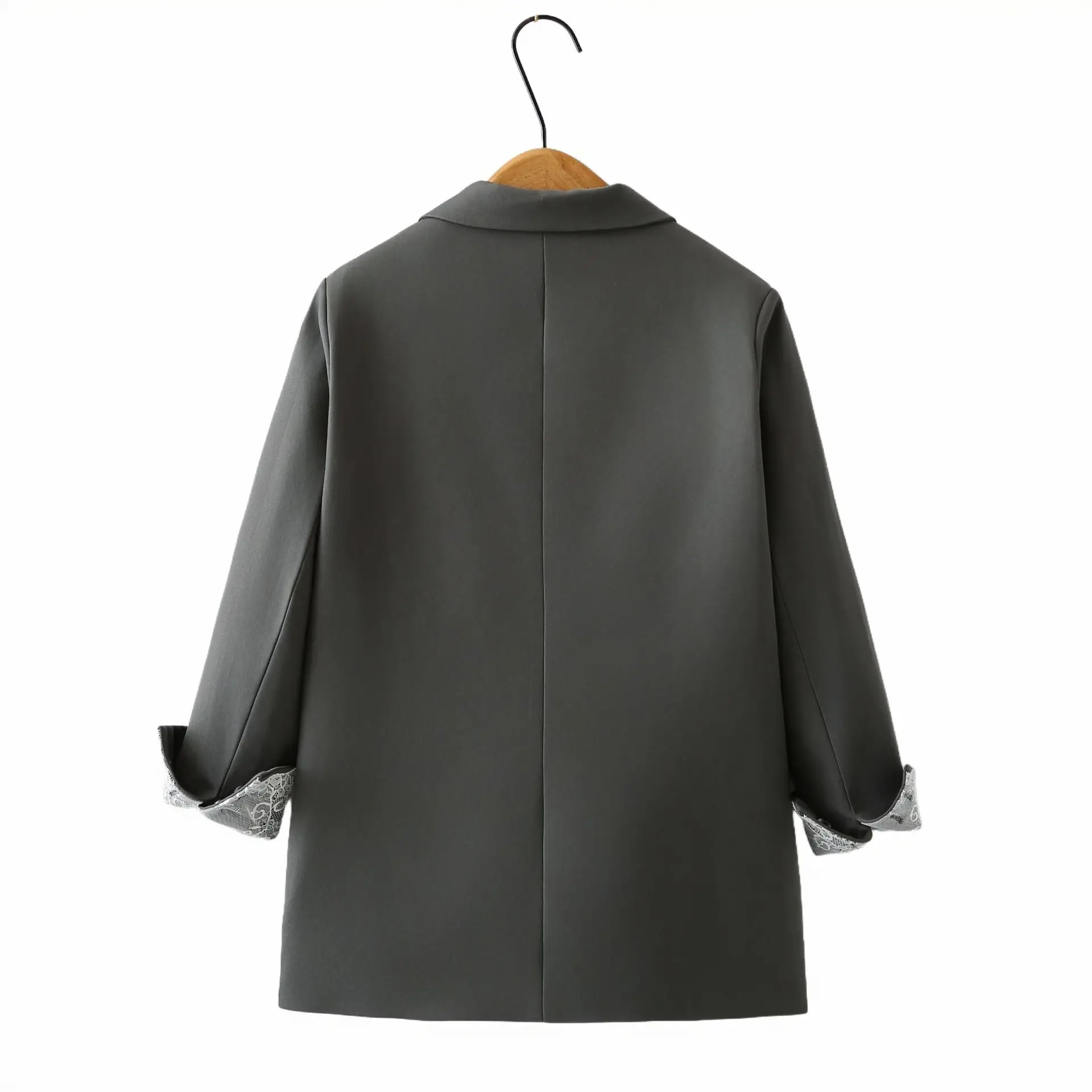 XXXXL Fashion Plus Size Women's Blazer Autumn New Casual Double Breasted Cuffs With rolled-up Lace Suit Jacket 2515