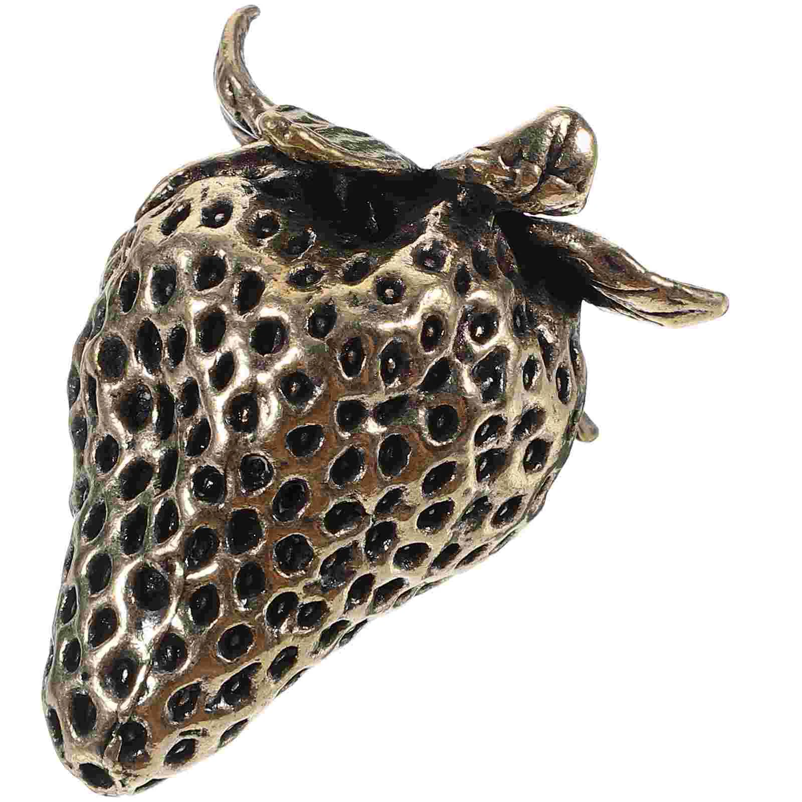 

Brass Ornaments Craft Decor Strawberry Figurine Statue Shaped Vintage Fruit Exquisite