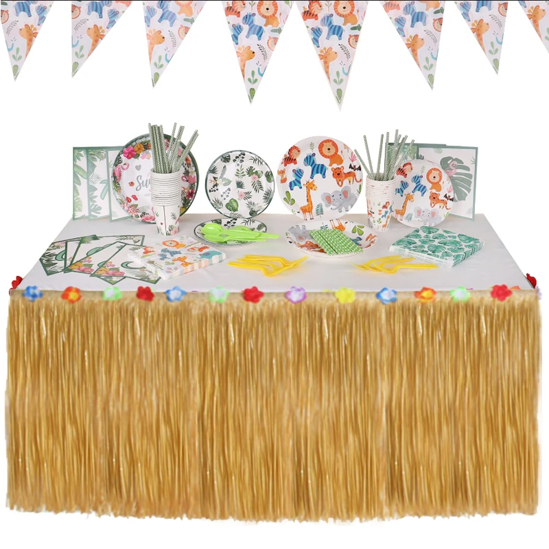 Gonna Da Tavolo Hawaiana - 276x75 Cm Con Fiori - Per Feste In Spiaggia, BBQ E Compleanni - Foto 10