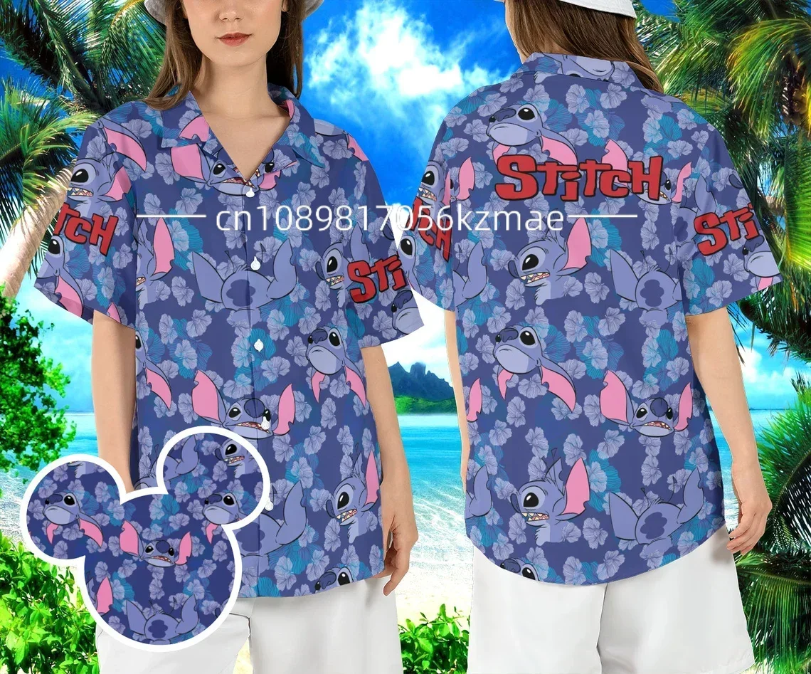 New Summer Boys&Girl Disney Stitch Tropical Fruit Cartoon 3D Pattern Shirt KID/Adult Casual Hawaiian Vacation Parent-child Shirt 2