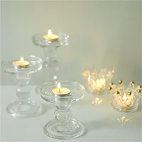 Simple Candle Cup Holder Transparent European Candlestick Empty Cups Candles Glass Light Jar Wedding Restaurant Candle Container 4