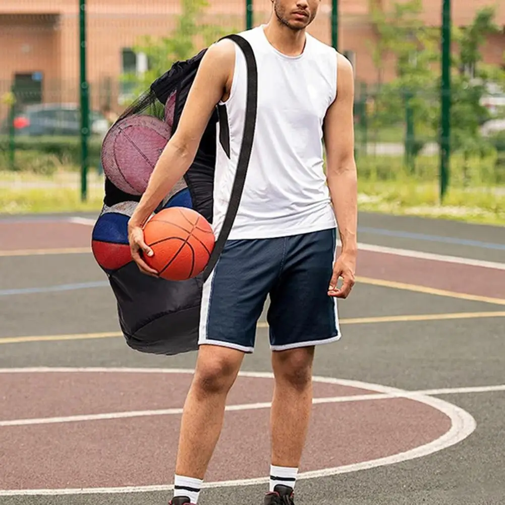 Sports Ball Bag Large Capacity Basketball Volleyball Drawstring Storage Mesh Bag Sports Soccer Ball Soccer Carrier Bags
