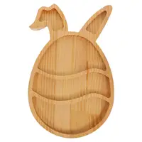 Rabbit Tray Platter Bunny Decor Dishes Easter Egg Shaped Wooden Charcuterie Plate Child 1