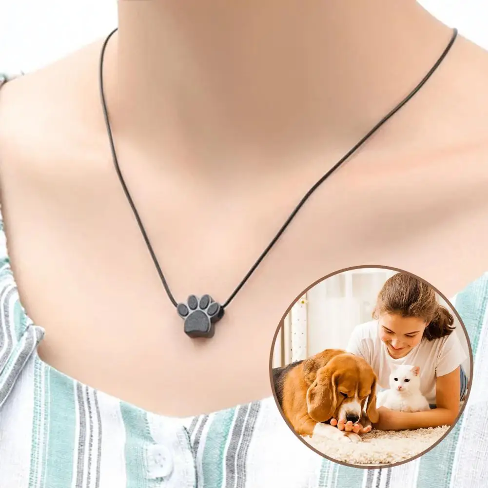 Pet Urn Necklace for Ash Paw Print Cremation Keepsake Mini Urn Pendant Memorial Ash Jewelry for Cat Dog Hair Nails