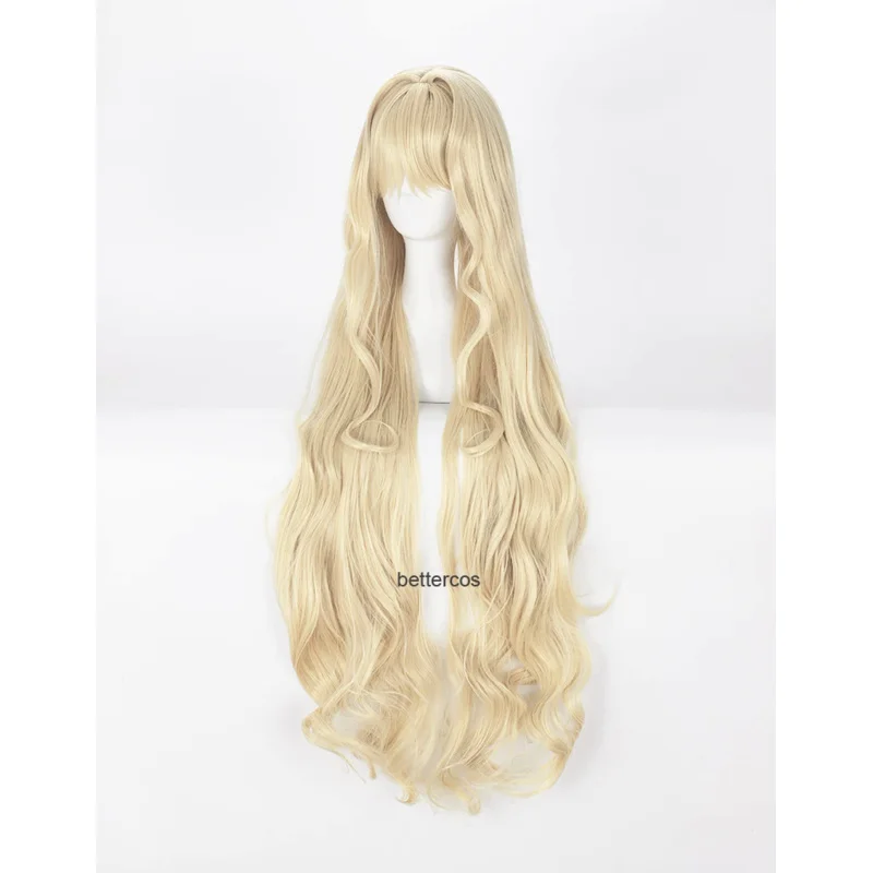 Volcaloid3 Seeu Cosplay Wigs 100cm Long Light Blonde Curly Wavy Heat Resistant Synthetic Hair Wig Wig Cap