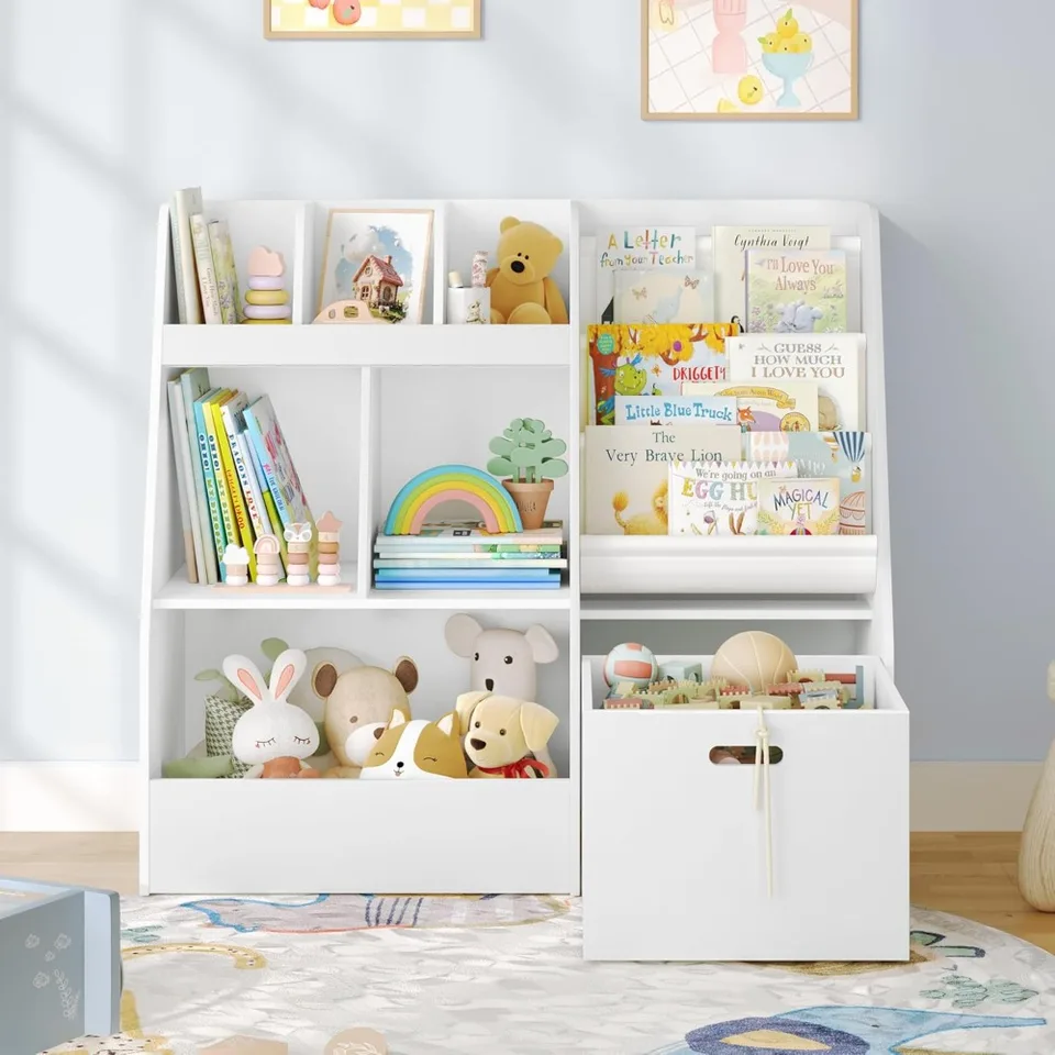 Multifunctional Kids Bookshelf and Toy Storage Organizer