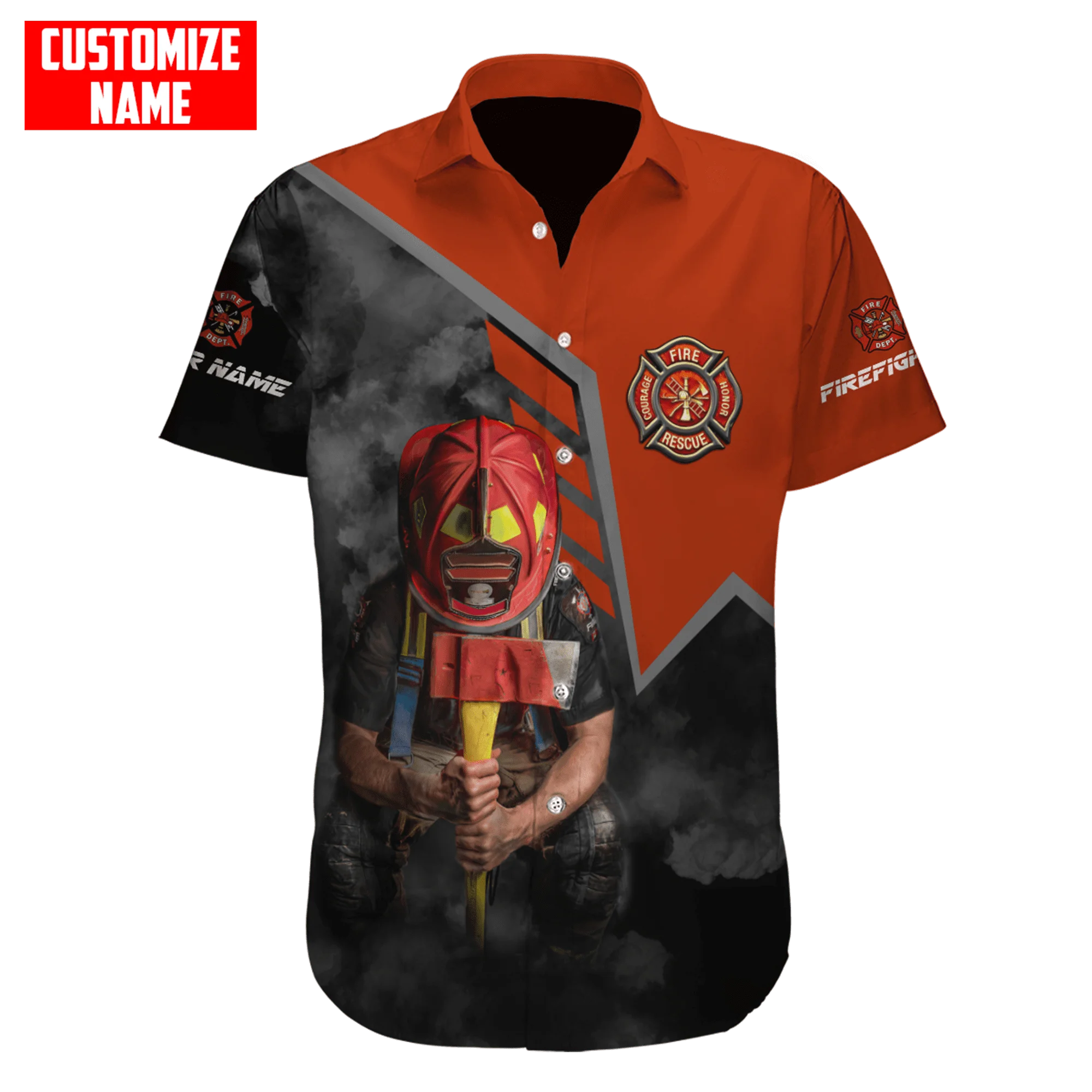 Hawaiian strand sommer kurzarm hemd Anpassen Name Brave Feuerwehrmann 3D Gedruckt Herren Hemd Casual Harajuku T-shirts DXC01 – Detail 13