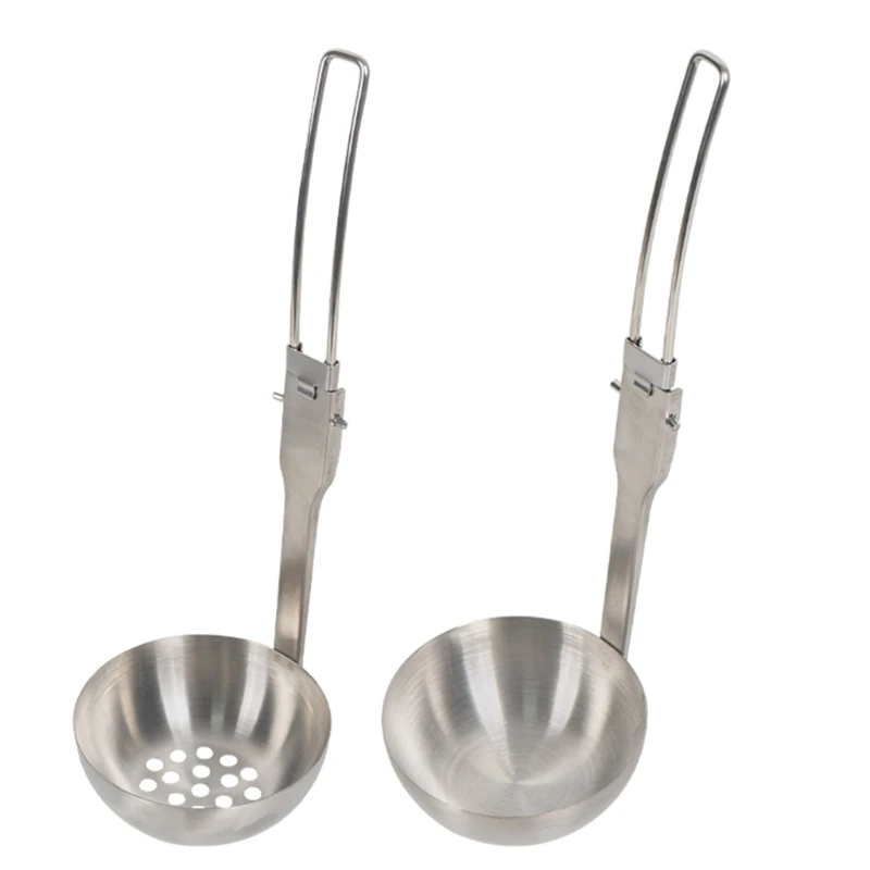 

Outdoor Foldable Soup Ladle/Slotted Spoon Stainless Steel Camping Spoon