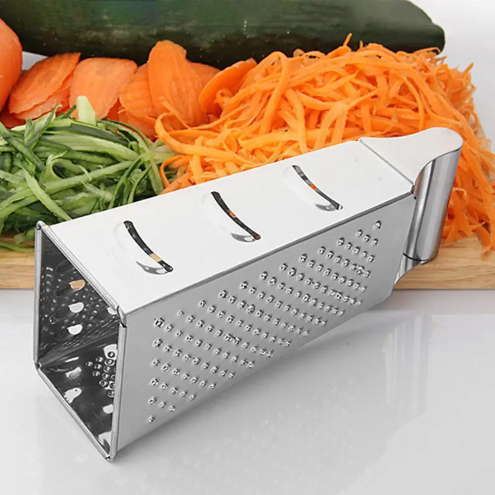 9 Inch 4 Sides Vegetable Grater Stainless Steel Sharp Blade Parmesan Cheese Ginger Carrot Box Grater Professional Kitchen Gadget