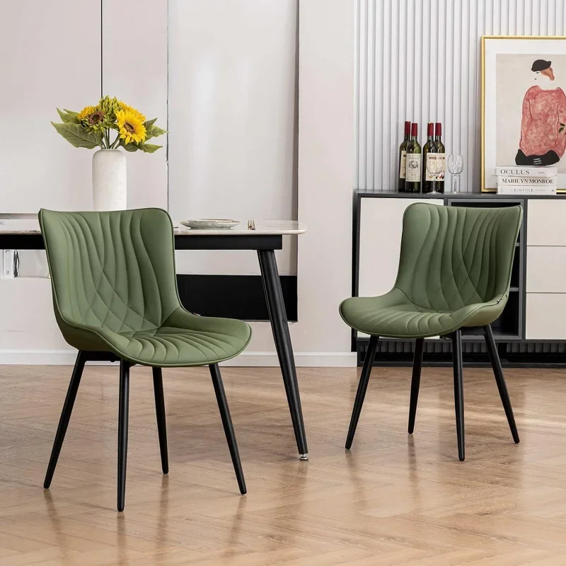 

YOUTASTE Dining Chairs Set of 2 Upholstered Mid Century Modern Kitchen Dining Living Room Chairs Armless Faux Leather Accent Cha