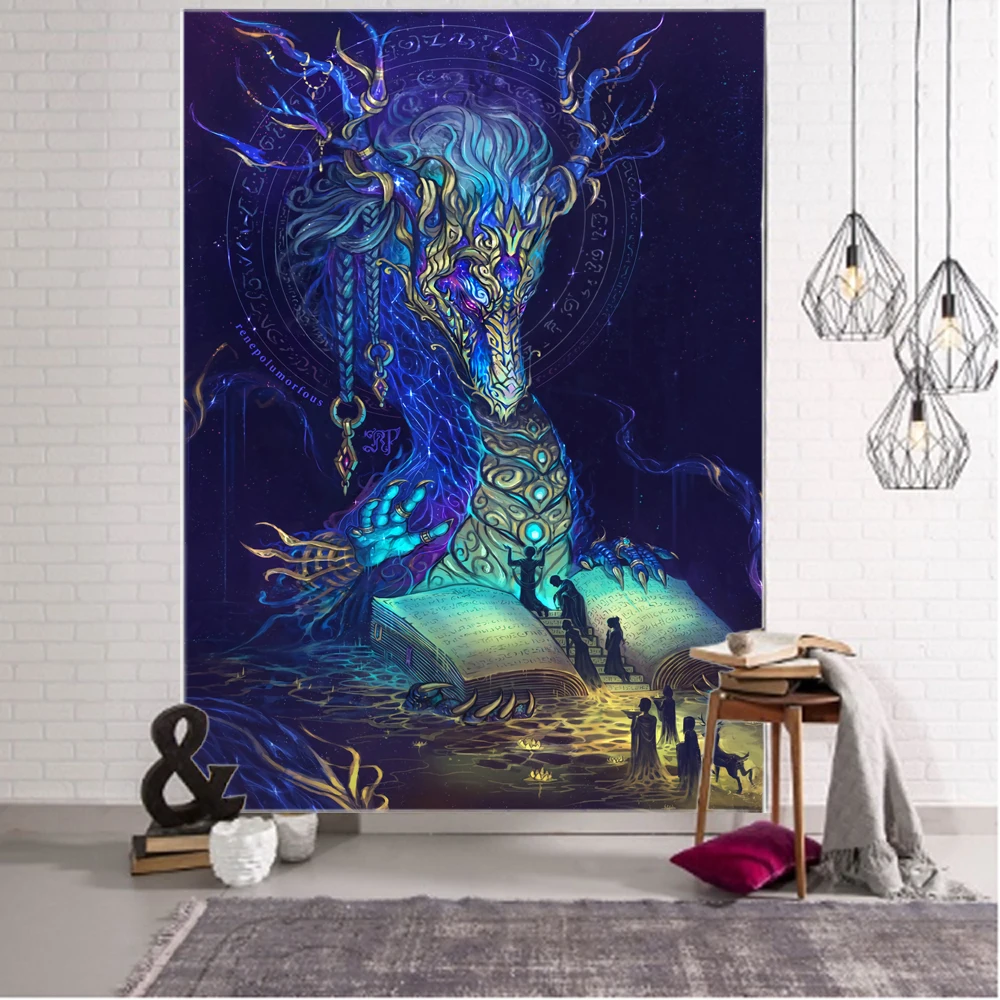 

Psychedelic dragon illustration background decoration tapestry psychedelic game illustration decoration tapestry home decoration