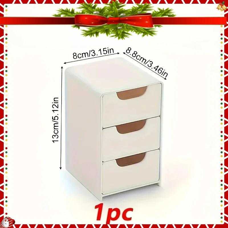 서랍이 있는 세련된 3단 책상 정리함 - 사무용품, 보석 및 화장품 보관에 이상적 - 휴대용 칸막이 상자