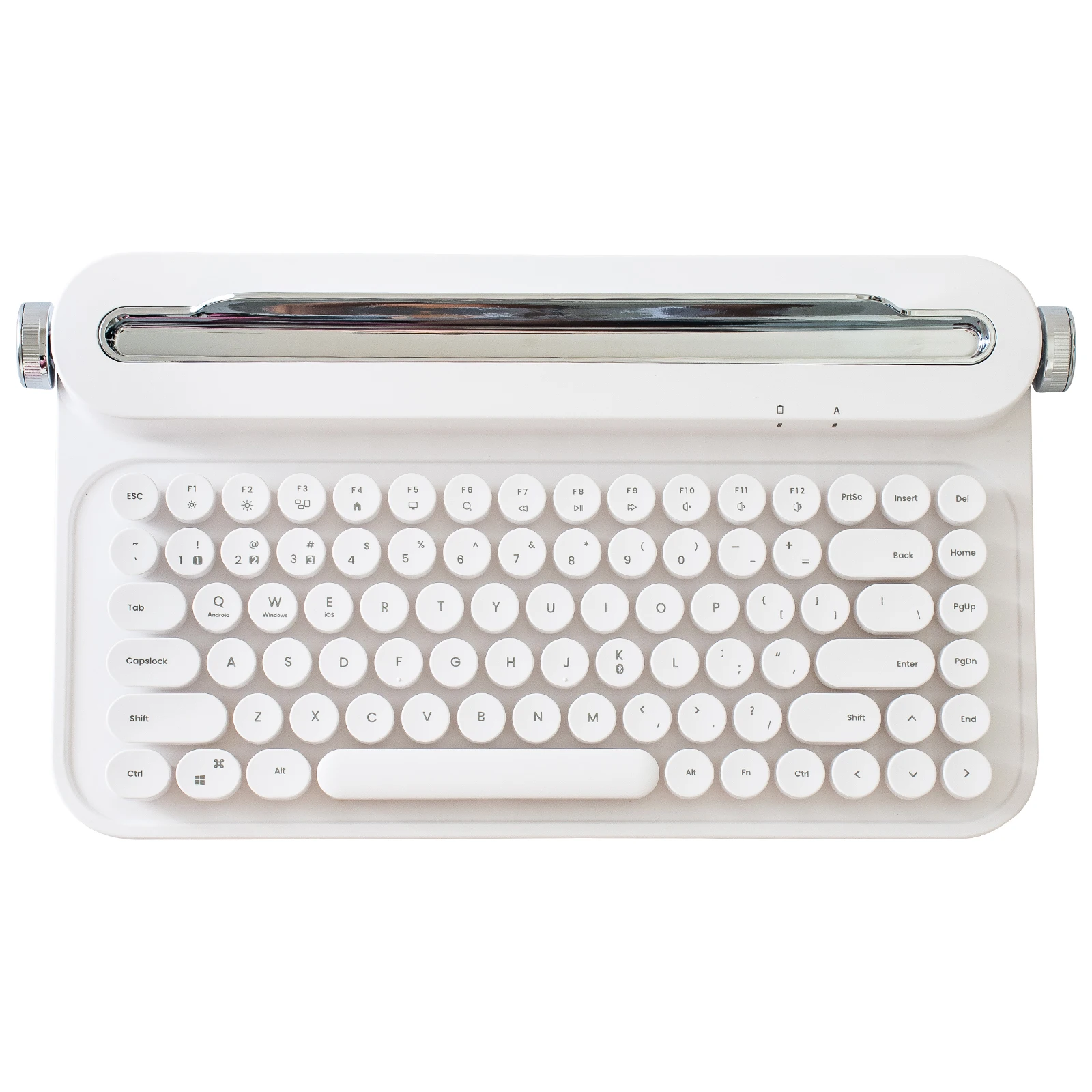 YUNZII ACTTO B305 Snow White Wireless Retro Typewriter Bluetooth Aesthetic Keyboard with Integrated Stand for Multi-Device