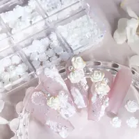 A Box 3D Flower Nail Art Decorations Camellia Rhinestone Crystal Nail Charms Parts For French Nail DIY Accessories 1