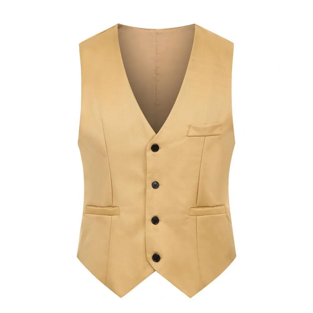 

Men Suit Vest Slim V-neck Sleeveless Single Breasted Party Bar Banquet Dress Waistcoat Workwear chaquetas hombre