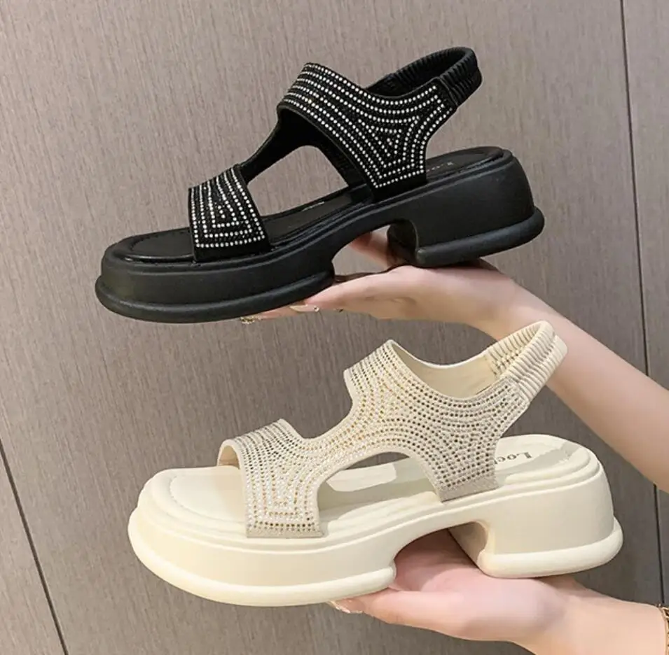 

Женские сандалии на толстой подошве, повседневные сандалии с открытым носком, пляжная обувь в римском стиле, лето 2023