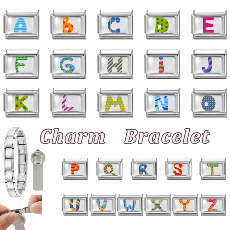 Y2K Colorful 9MM Italian Charm Bracelet DIY Jewelry Making