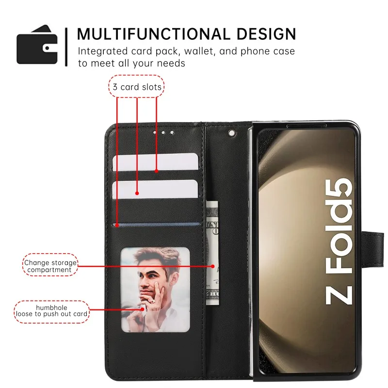Leather Flip Wallet Phone Case with Card Holder - Protective Cover
