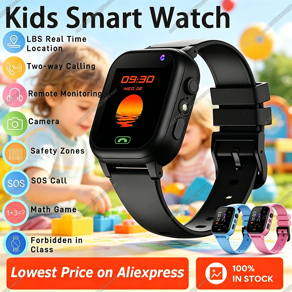 2026 New Kids Smart Watch 4G GPS Location Video Call SOS with Sim Card Camera Waterproof Upgrade Watch for Boys And Girls HW12 1