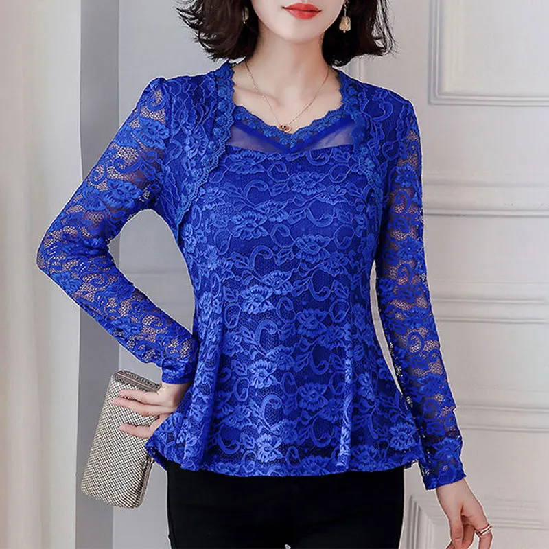 Chicbeautyy Womens V Neck Long Sleeve Hollow Out Lace Ruffle Dresses(Buy 2 Free Shipping)