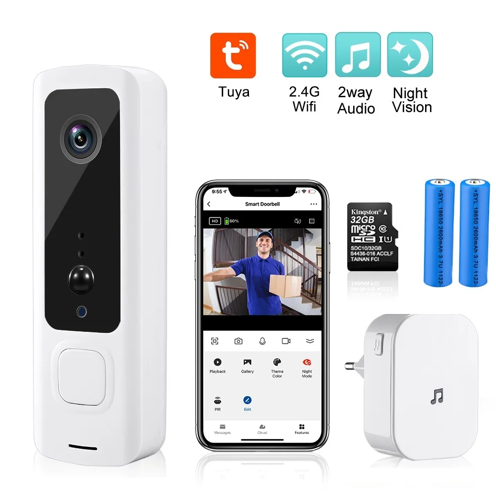 

Дверной звонок с Wi-Fi, ИК-сигнализацией, ночным видением