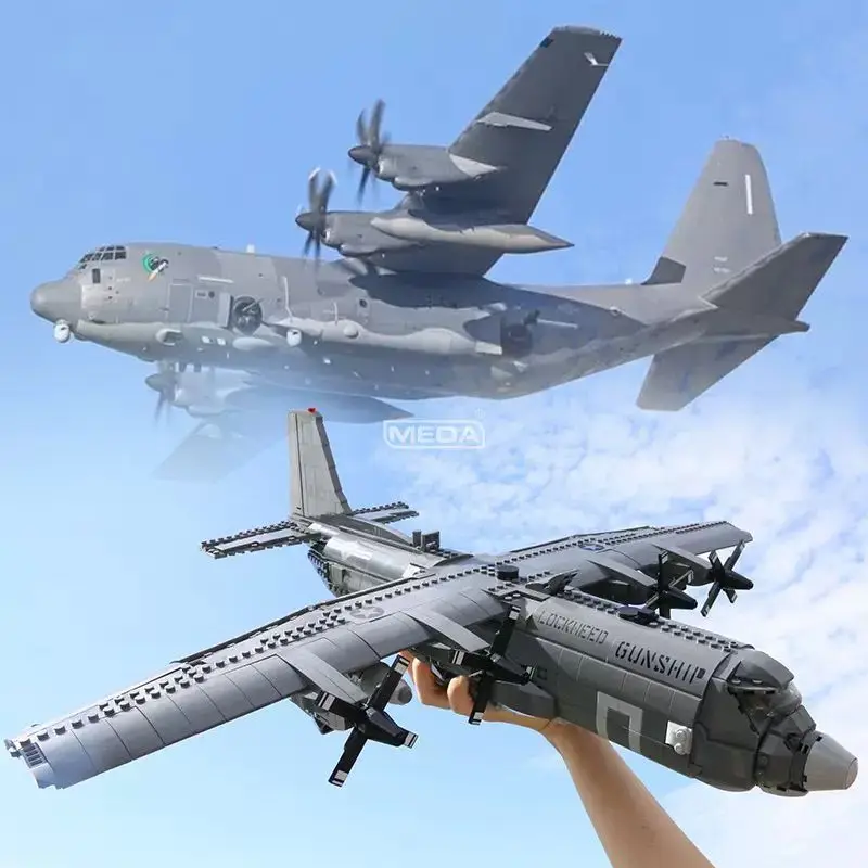 Military Army Bricks Series The AC130 Aerial Gunboat Set WW2 US Plane Building Blocks Classic Model Plane Educational Toys