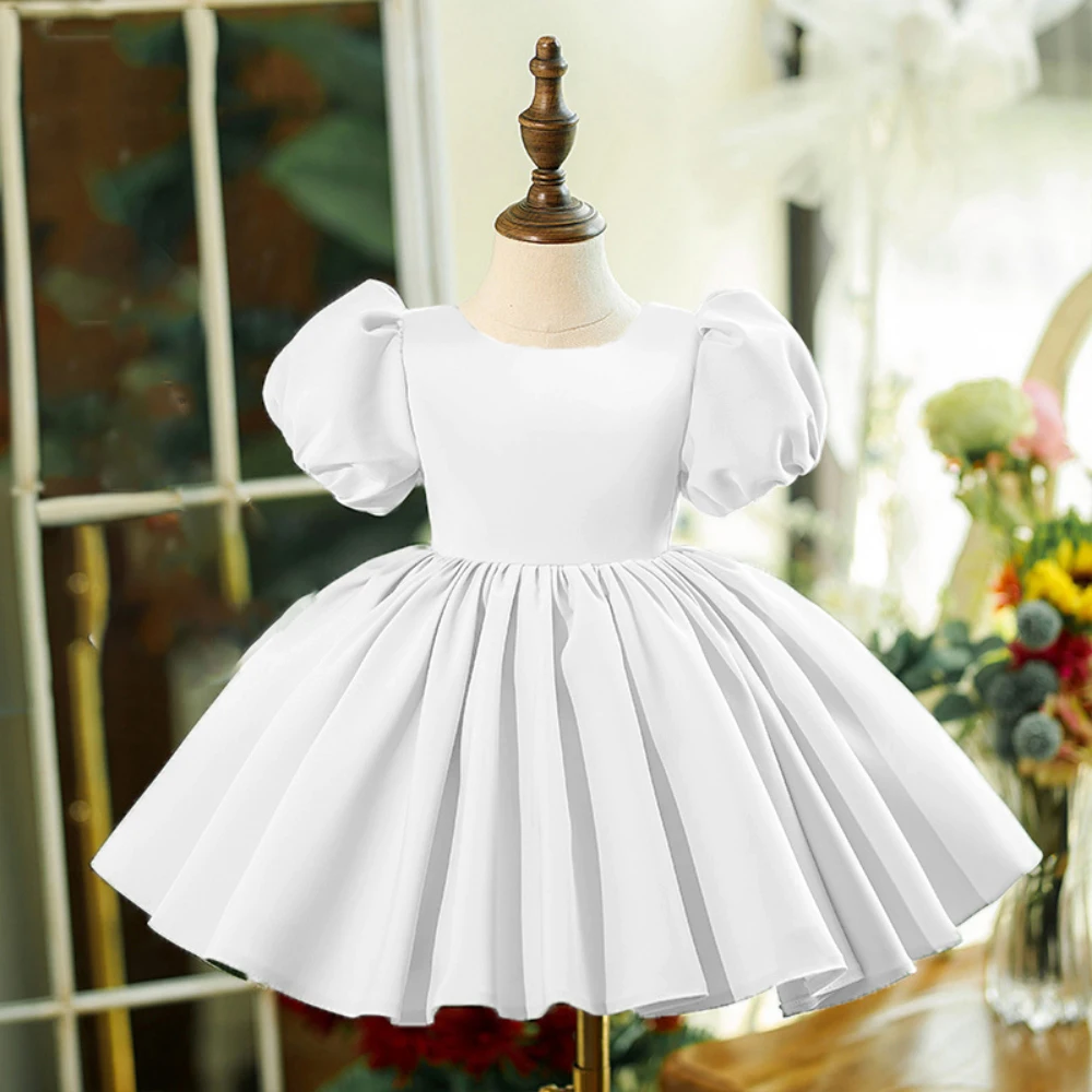 Summer Bow Party Baby Girls Dresses Christmas Costume White