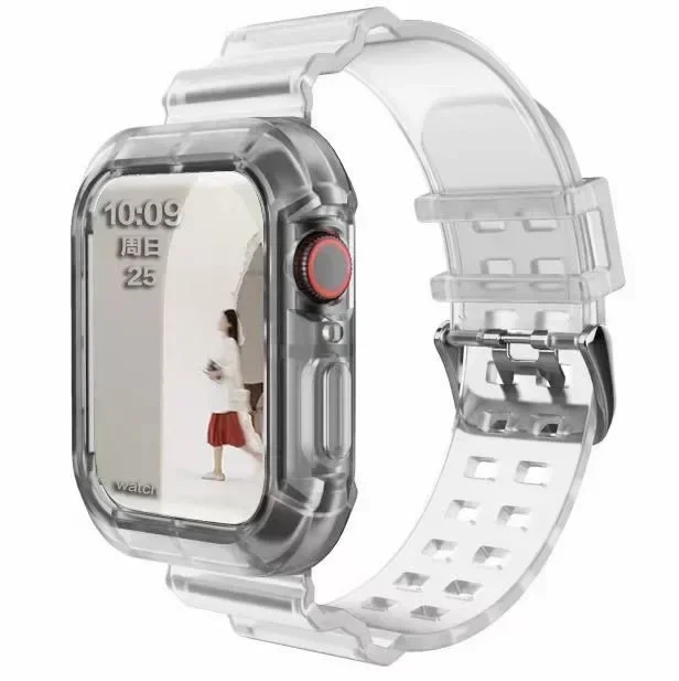 Transparent Protective Band and Case for Apple Watch - Clear Plastic Strap