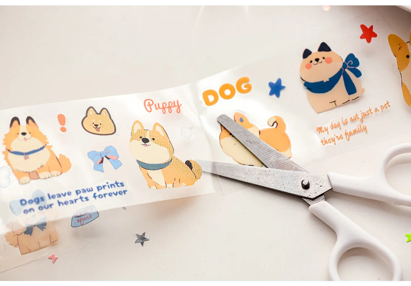 5cm * 200cm/roll Kawaii Cat and Dog Diary Series PET Die Cutting Tape Scrapbook Diary Album Decorative Sticker School Stationery