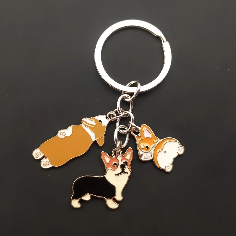New Cartoon Cute Corgi Keychain Cute Enamel Keychain Pet Dog