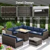 Rattan Outdoor Sectional Wicker Patio Conversation Set with Cushions and Coffee Table, Garden Sofas 2