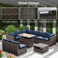 Rattan Outdoor Sectional Wicker Patio Conversation Set with Cushions and Coffee Table, Garden Sofas 2