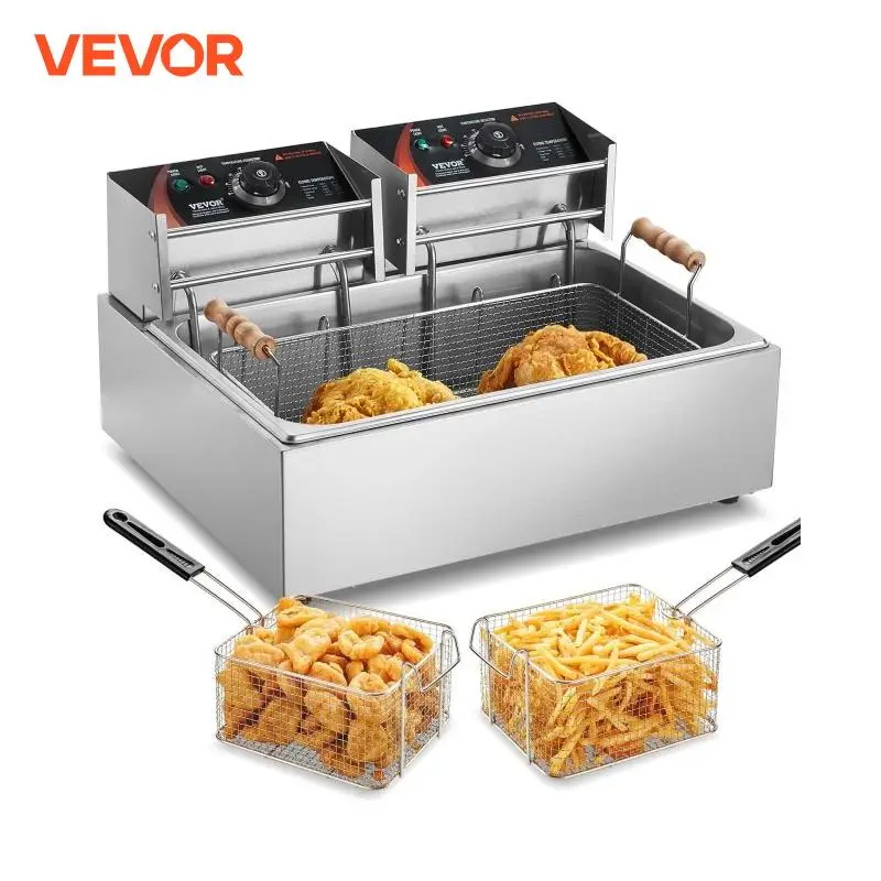 VEVOR Commercial Deep Fryer 3000W Electric Turkey Fryer Large Capacity 18Qt / 17L Stainless Steel Countertop Single Oil Fryer