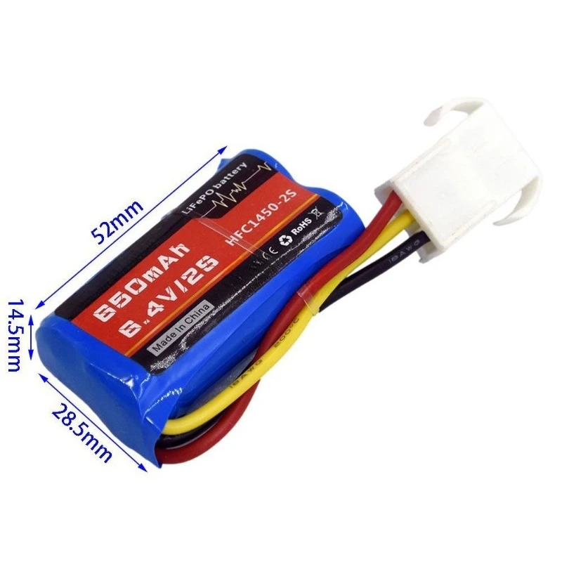 LiFePO 6.4V 650mAh batteri til RC-båd - 2S EL4.5-3P