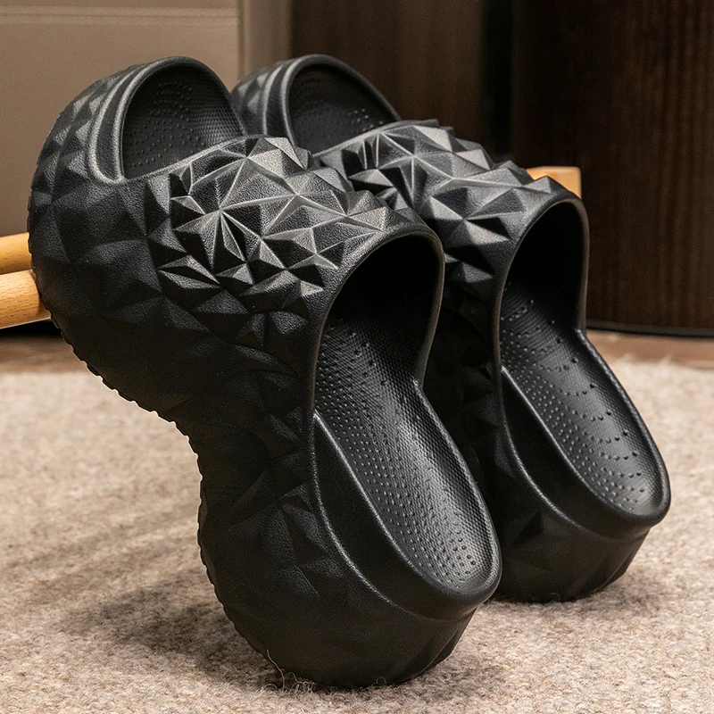7CM Women Summer High Heeled Slippers Ladies Indoor Wedges Non-slips Sandals Couples Outdoor Beach Thick Sole EVA Flip Flops 6