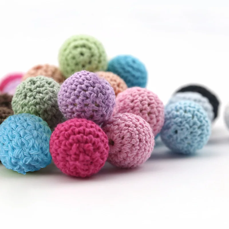 

10Pcs 16mm Crochet Wooden Bead Baby Teether Knitting Beads Blank for DIY Nursing Pacifier Chain Clip Necklace Accessories
