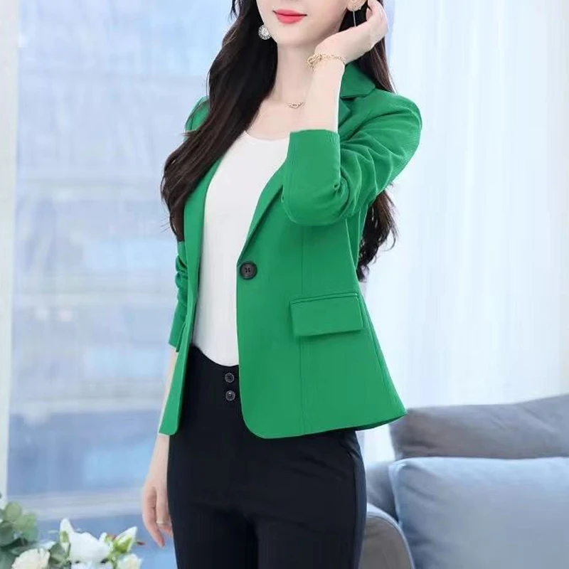 Spring Autumn New Solid Color Fashion Long Sleeve Blazers Women High Street Button Cardigan Korean Style Elegant All-match Tops
