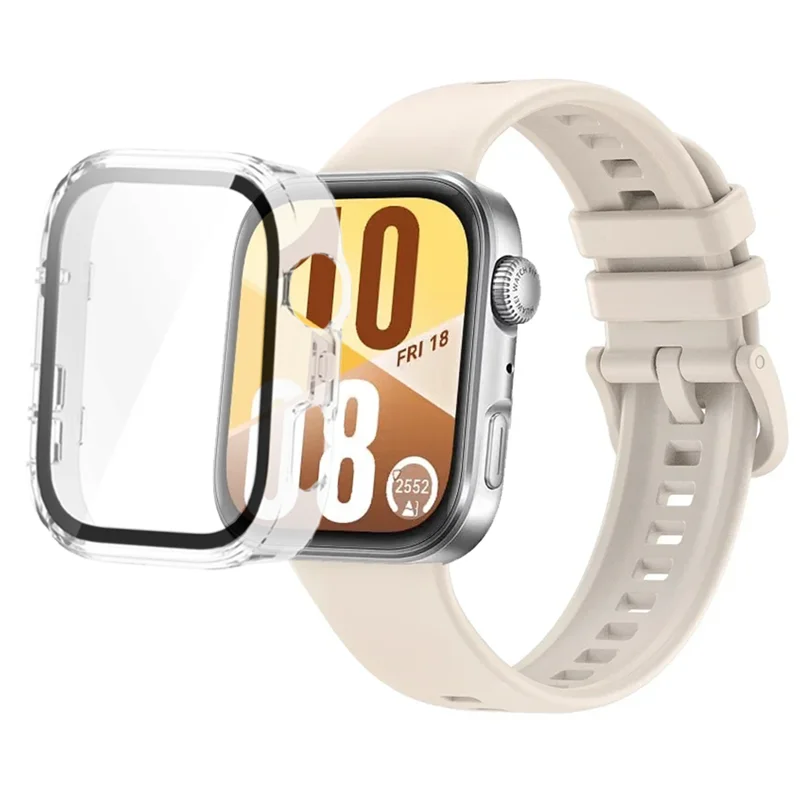 Breathable Silicone Strap with Protective Tempered Glass Screen and HD PC Case