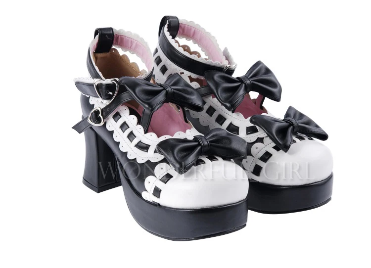 Neue japanische Stil Lolita Schuhe Dienstmädchen Cosplay Mädchen Prinzessin High Heels Damen Schuhe mit Schleife Größe 35-47 10